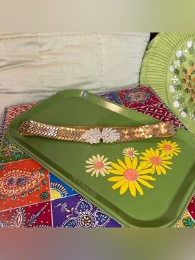 70s Gold Rhinestone Mermaid Belt